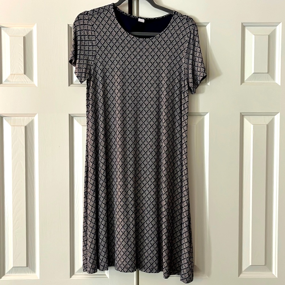 Old Navy, Blue loose flowing dress with small white pattern, cotton and comfy